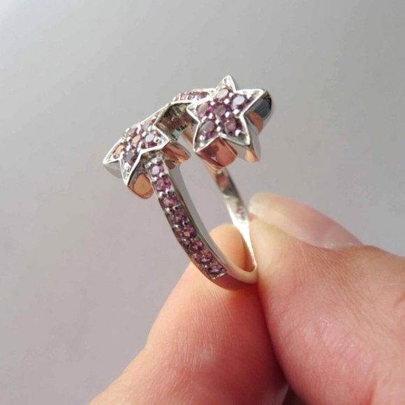 Double Star Natural Raspberry Brown Rubies In Sterling Silver Ring Sz 6.75 - Picture 6 of 11